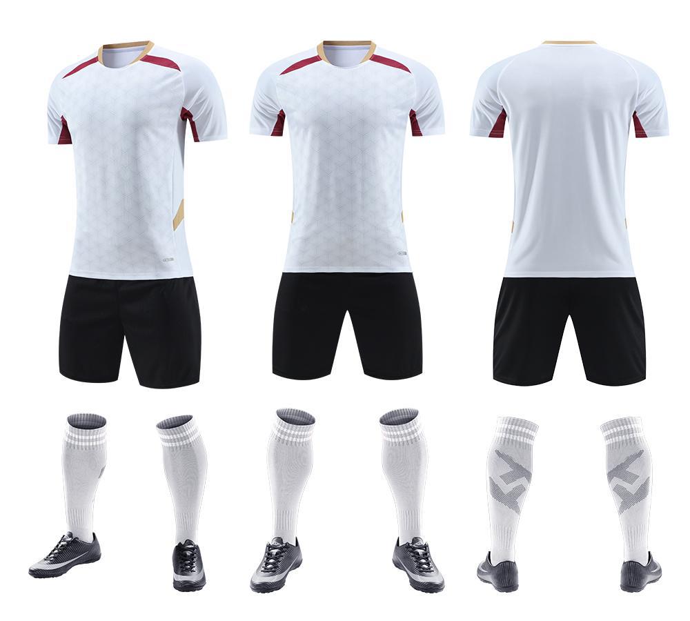 New Short-Sleeve Soccer Jersey for Matches and Training – Quick-Dry, Blank Base for Custom Sublimation (White/Red) - Cozymize
